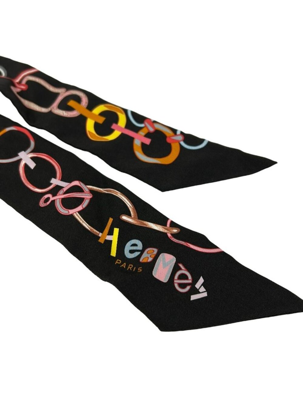 Hermes Scarf Twill Black Multi Ribbon Re Boucles - Picture 6 of 8